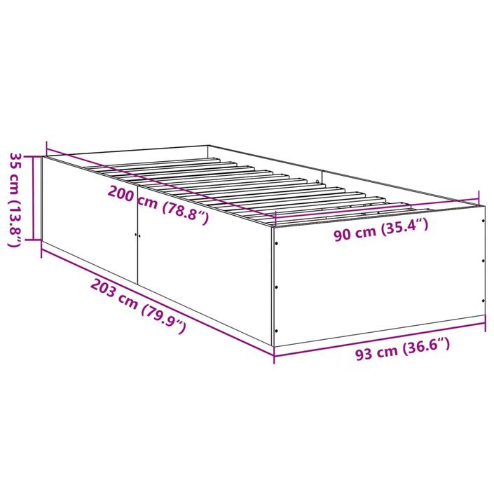 Cadre de lit chêne fumé 90x200 cm bois d'ingénierie - Photo n°10