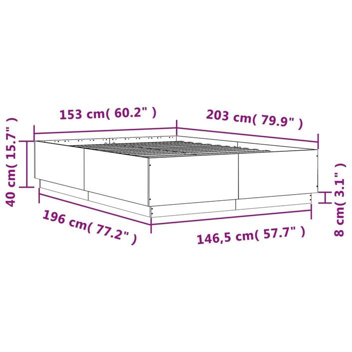 Cadre de lit chêne sonoma 150x200 cm bois d'ingénierie - Photo n°9