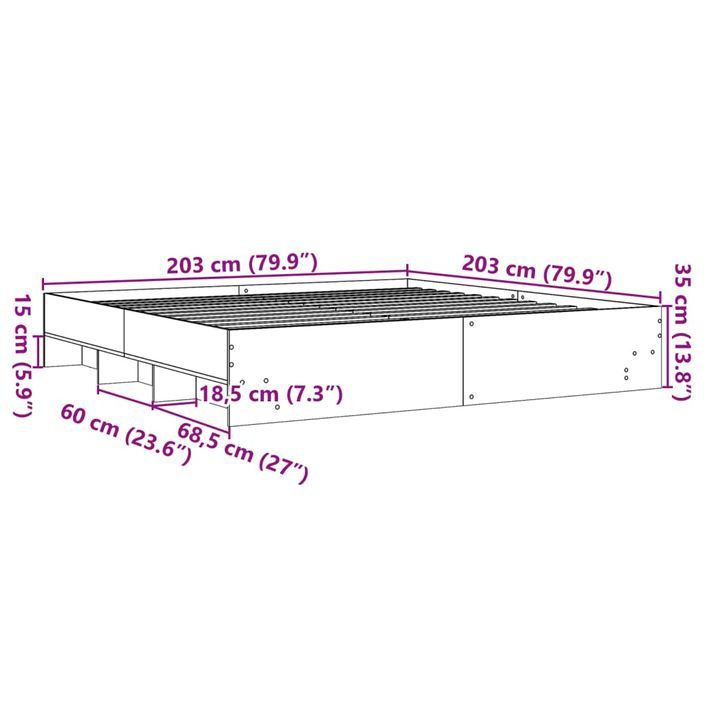 Cadre de lit chêne sonoma 200x200 cm bois d'ingénierie - Photo n°10