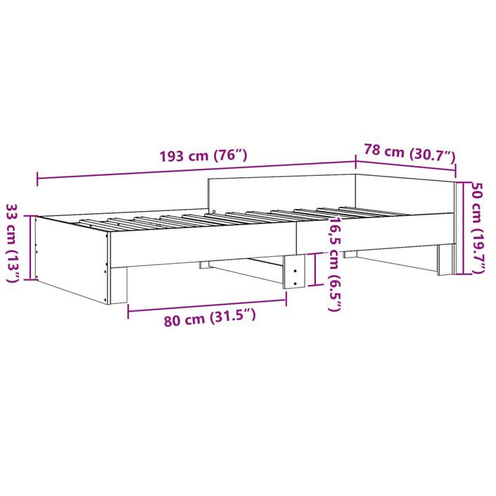 Cadre de lit chêne sonoma 75x190 cm bois d'ingénierie - Photo n°9