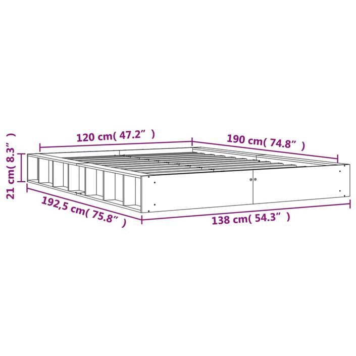 Cadre de lit marron 120x190 cm bois de pin massif - Photo n°9