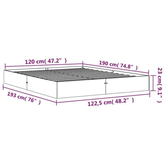 Cadre de lit marron 120x190 cm bois de pin massif - Photo n°8