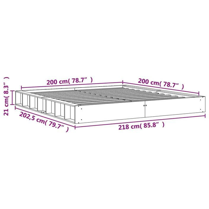 Cadre de lit marron 200x200 cm bois de pin massif - Photo n°9