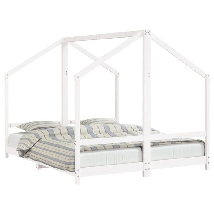 Cadre de lit d'enfant blanc 2x(80x200) cm bois de pin massif - Photo n°1