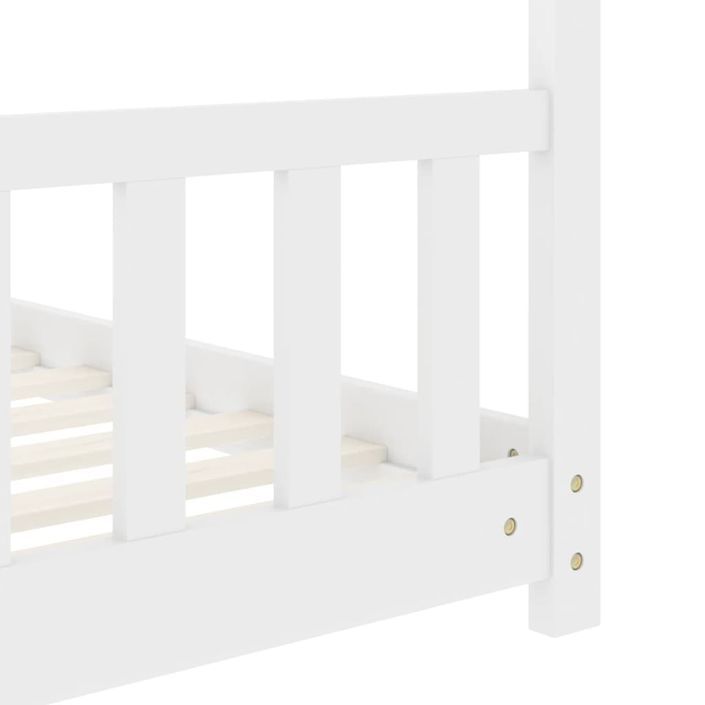 Cadre de lit d'enfant Blanc Bois de pin massif 80x160 cm - Photo n°7