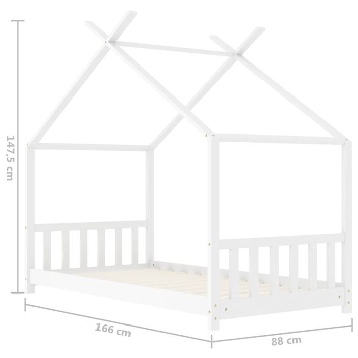 Cadre de lit d'enfant Blanc Bois de pin massif 80x160 cm - Photo n°9
