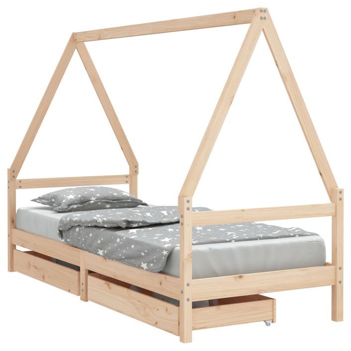 Cadre de lit d'enfants et tiroirs 90x190 cm bois de pin massif - Photo n°1