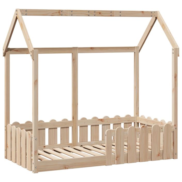 Cadre de lit d'enfants forme de maison 70x140cm bois pin massif - Photo n°2