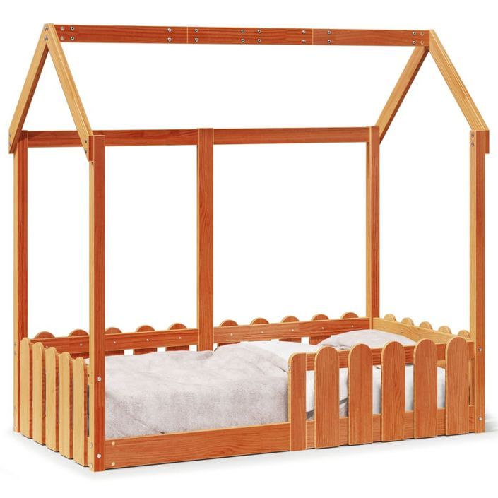 Cadre de lit d'enfants forme de maison 70x140cm bois pin massif - Photo n°1