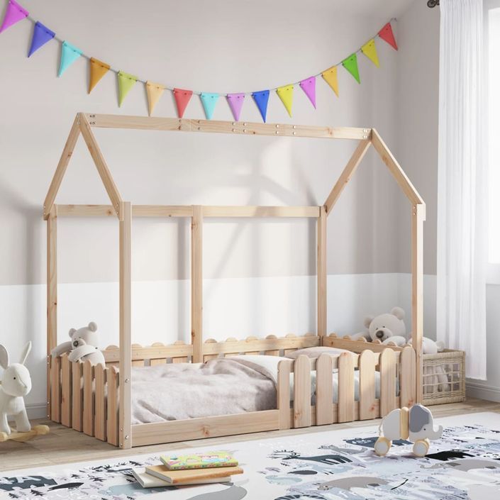 Cadre de lit d'enfants forme de maison 80x160cm bois pin massif - Photo n°3