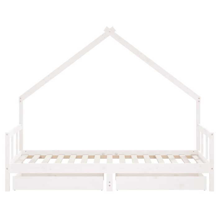 Cadre de lit d'enfants tiroirs blanc 90x190 cm bois pin massif - Photo n°5