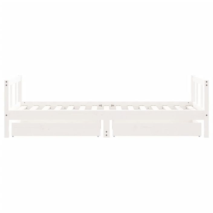 Cadre de lit d'enfants tiroirs blanc 90x190 cm bois pin massif - Photo n°6