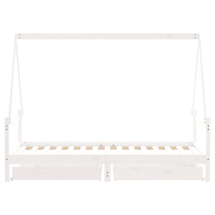 Cadre de lit d'enfants tiroirs blanc 90x190 cm bois pin massif - Photo n°6