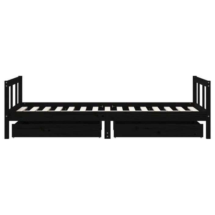 Cadre de lit d'enfants tiroirs noir 90x190cm bois de pin massif - Photo n°6