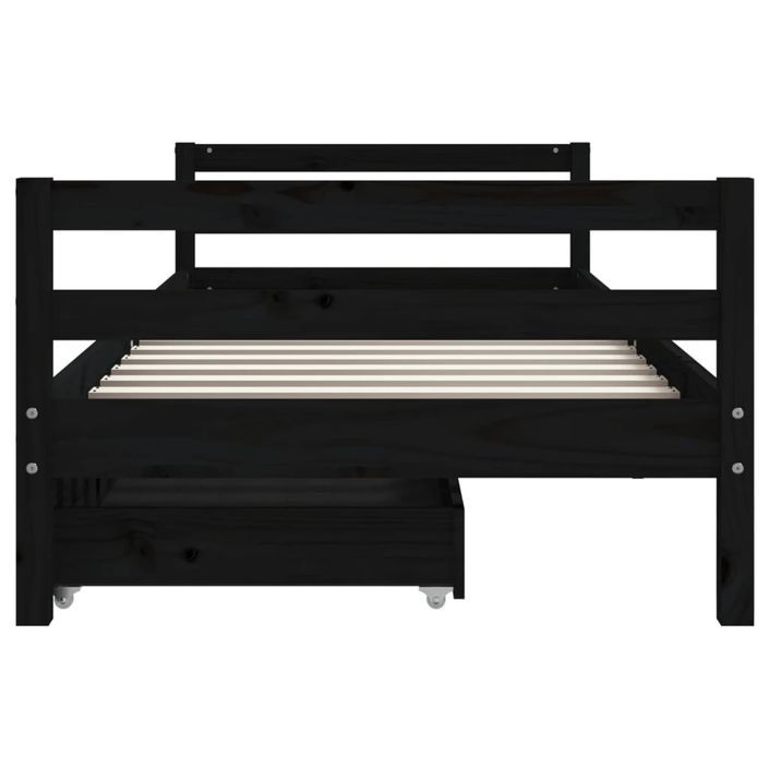 Cadre de lit d'enfants tiroirs noir 90x190cm bois de pin massif - Photo n°5
