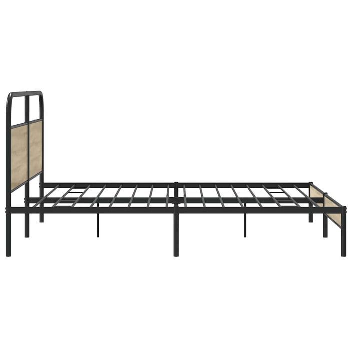 Cadre de lit en métal sans matelas chêne fumé 183x213 cm - Photo n°6