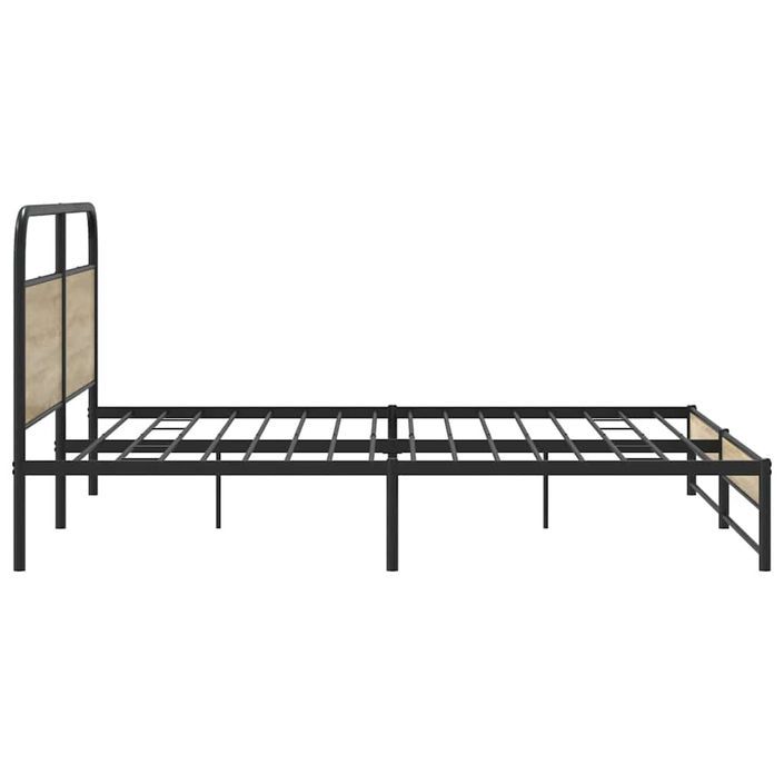 Cadre de lit en métal sans matelas chêne fumé 183x213 cm - Photo n°6