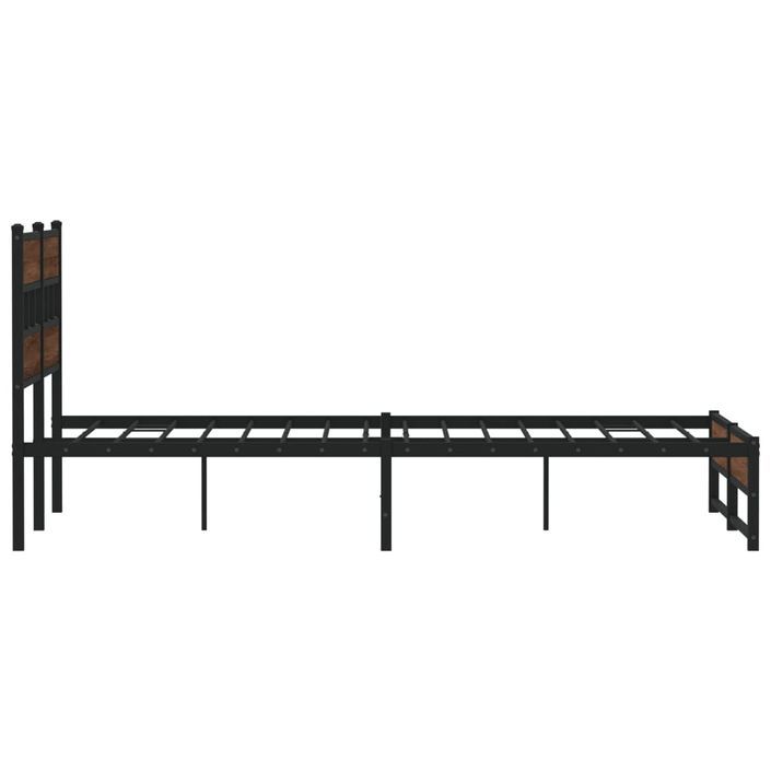 Cadre de lit en métal sans matelas chêne marron 140x190 cm - Photo n°5