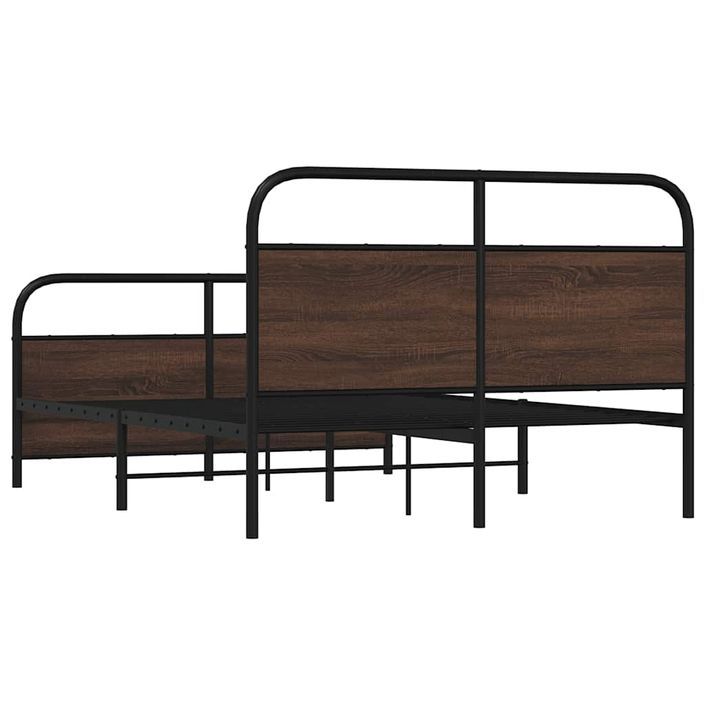 Cadre de lit en métal sans matelas chêne marron 140x190 cm - Photo n°7