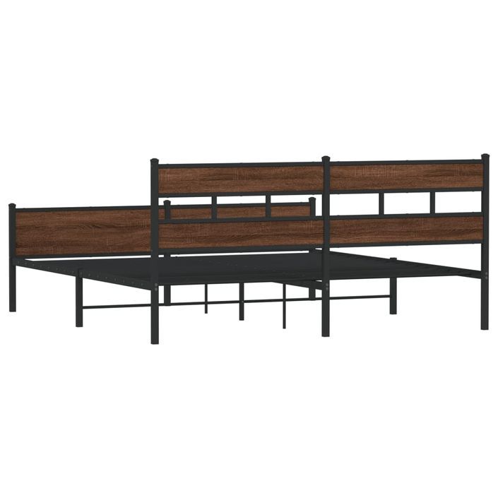 Cadre de lit en métal sans matelas chêne marron 183x213 cm - Photo n°6