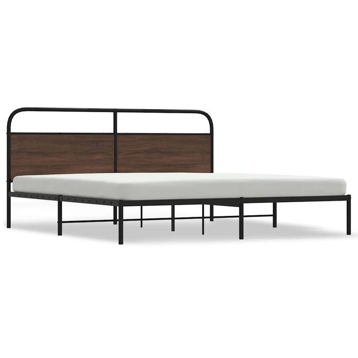 Cadre de lit en métal sans matelas chêne marron 183x213 cm - Photo n°2