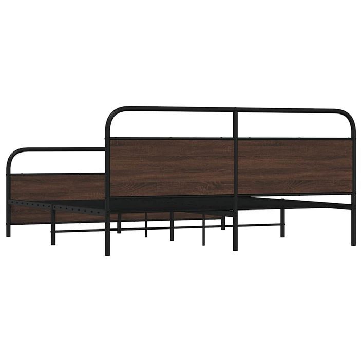 Cadre de lit en métal sans matelas chêne marron 183x213 cm - Photo n°7