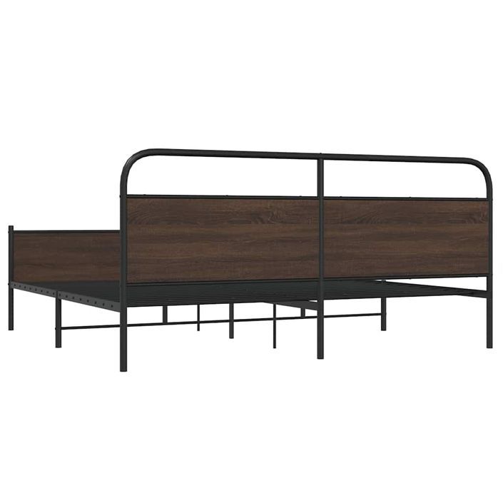 Cadre de lit en métal sans matelas chêne marron 183x213 cm - Photo n°7