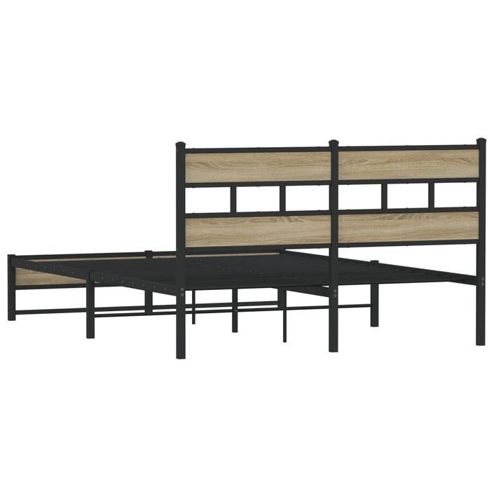 Cadre de lit en métal sans matelas chêne sonoma 135x190 cm - Photo n°6