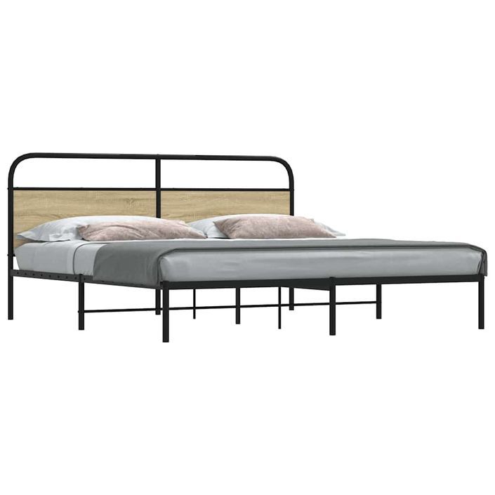 Cadre de lit en métal sans matelas chêne sonoma 183x213 cm - Photo n°1