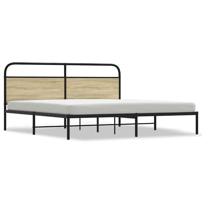 Cadre de lit en métal sans matelas chêne sonoma 183x213 cm - Photo n°2