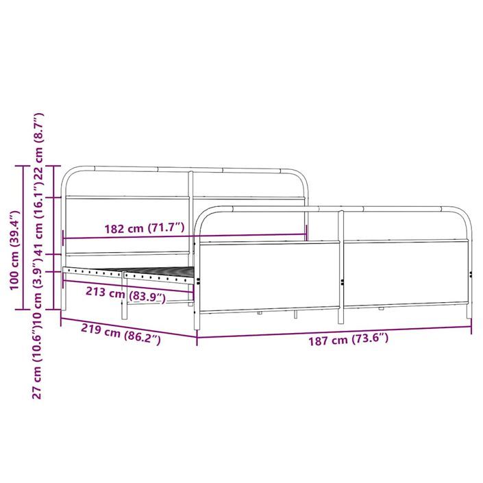 Cadre de lit en métal sans matelas chêne sonoma 183x213 cm - Photo n°8