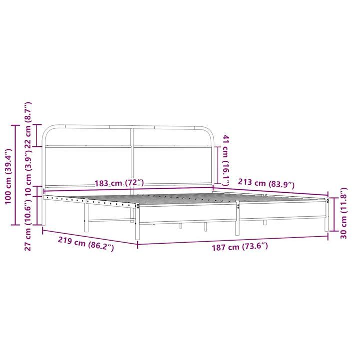 Cadre de lit en métal sans matelas chêne sonoma 183x213 cm - Photo n°9