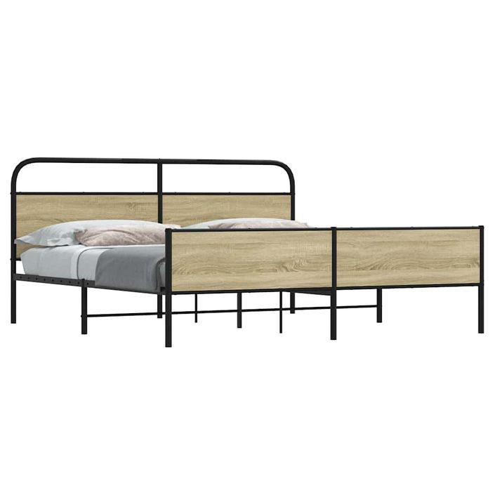 Cadre de lit en métal sans matelas chêne sonoma 183x213 cm - Photo n°1