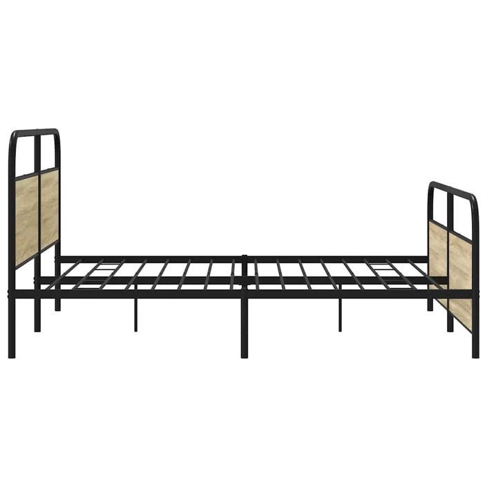 Cadre de lit en métal sans matelas chêne sonoma 200x200 cm - Photo n°5