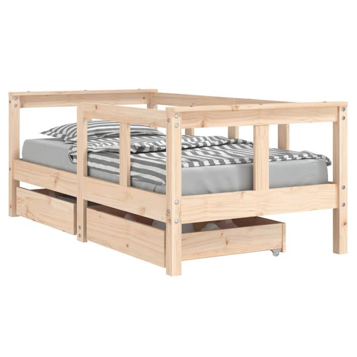 Cadre de lit enfant avec tiroirs 70x140 cm bois de pin massif - Photo n°1