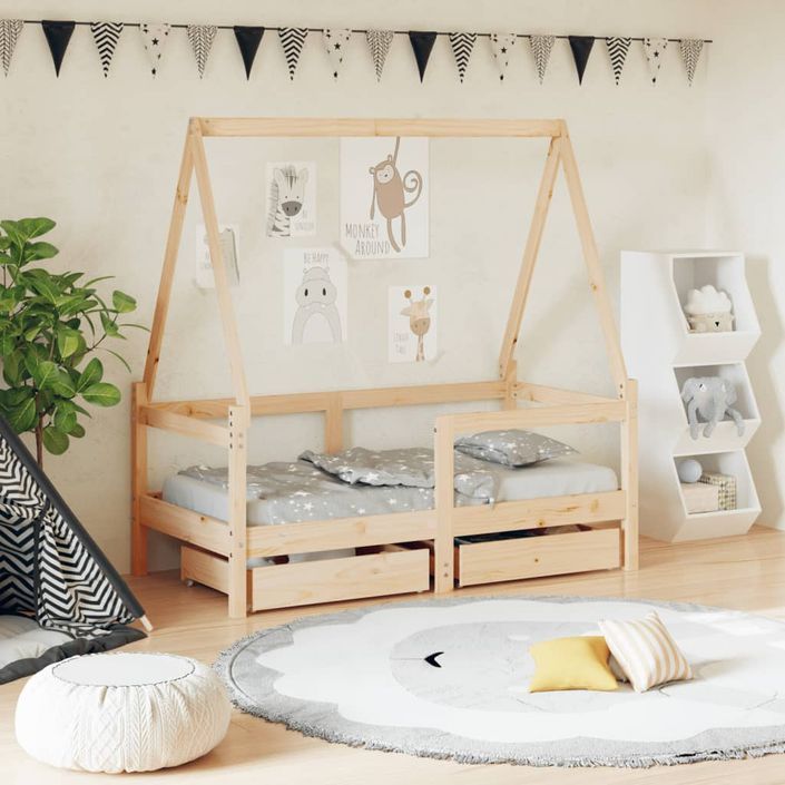 Cadre de lit enfant avec tiroirs 70x140 cm bois de pin massif - Photo n°2