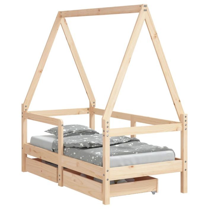 Cadre de lit enfant avec tiroirs 70x140 cm bois de pin massif - Photo n°1
