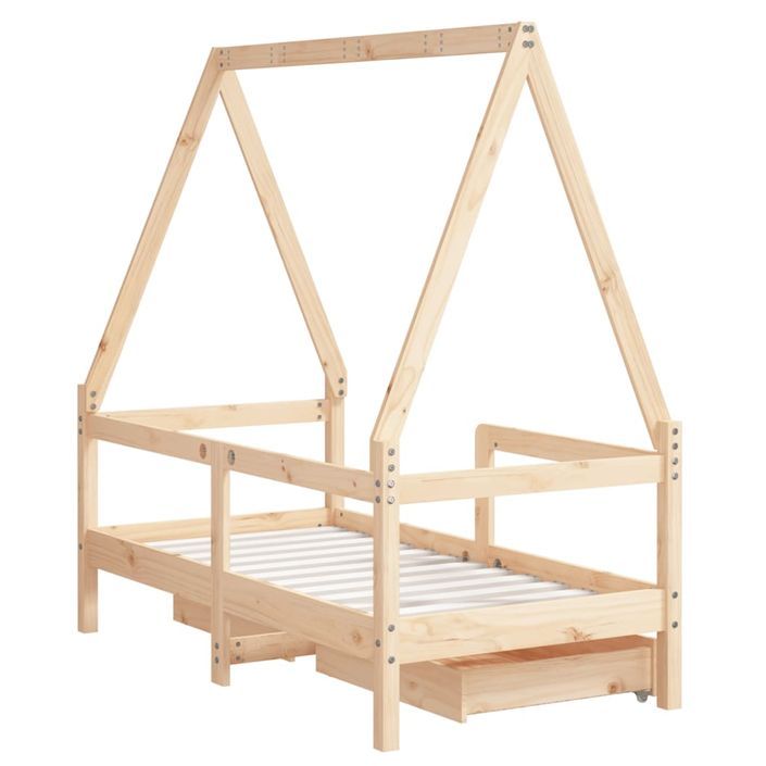 Cadre de lit enfant avec tiroirs 70x140 cm bois de pin massif - Photo n°7