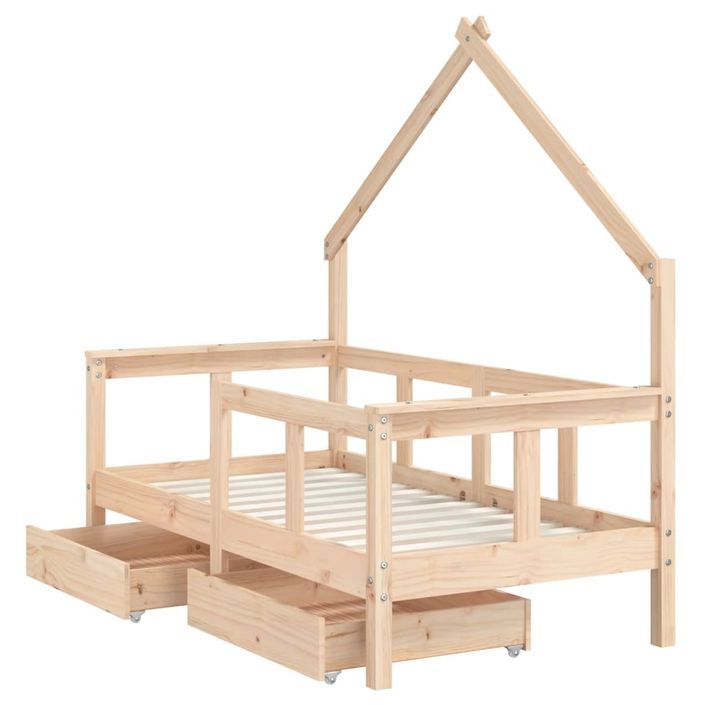 Cadre de lit enfant avec tiroirs 70x140 cm bois de pin massif - Photo n°4