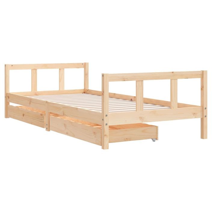 Cadre de lit enfant avec tiroirs 90x200 cm bois de pin massif - Photo n°3