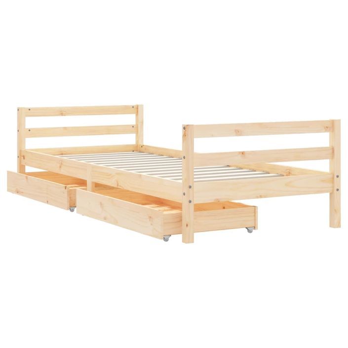 Cadre de lit enfant avec tiroirs 90x200 cm bois de pin massif - Photo n°4