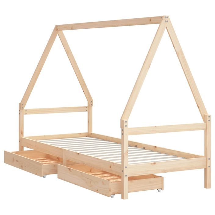 Cadre de lit enfant avec tiroirs 90x200 cm bois de pin massif - Photo n°4