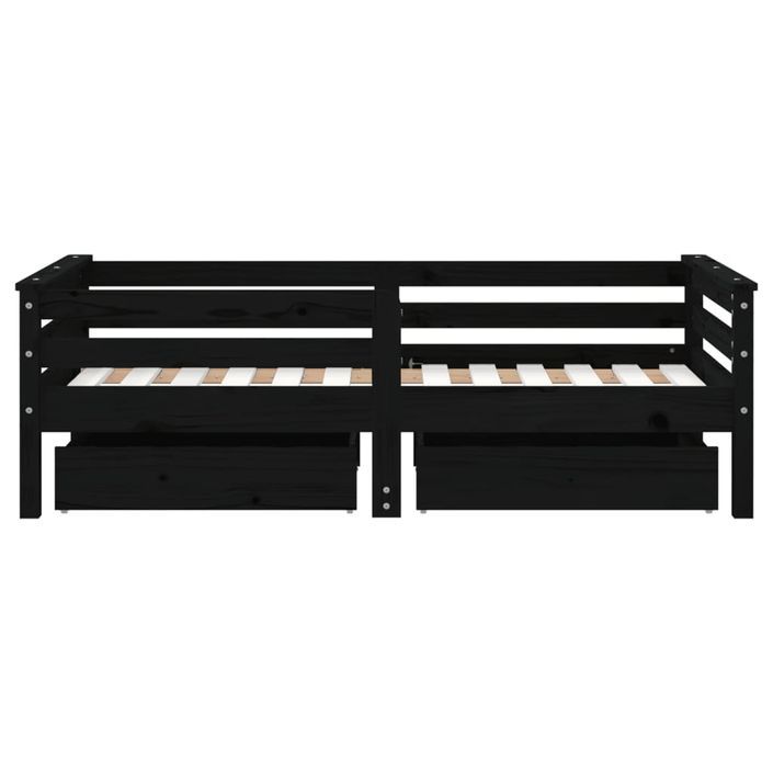 Cadre de lit enfant avec tiroirs noir 70x140 cm bois pin massif - Photo n°6