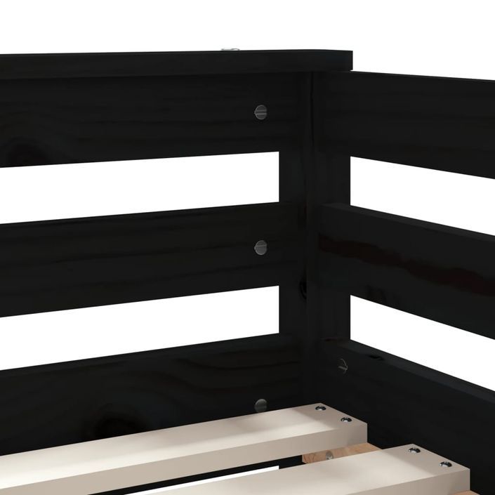 Cadre de lit enfant avec tiroirs noir 70x140 cm bois pin massif - Photo n°8