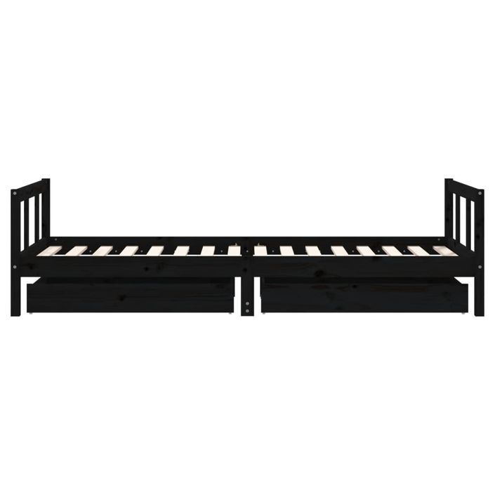 Cadre de lit enfant avec tiroirs noir 90x200 cm bois pin massif - Photo n°6