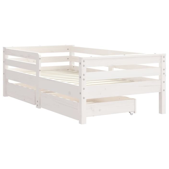 Cadre de lit enfant tiroirs blanc 70x140 cm bois de pin massif - Photo n°3