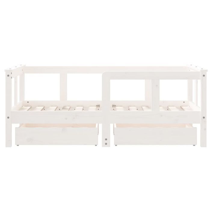 Cadre de lit enfant tiroirs blanc 70x140 cm bois de pin massif - Photo n°6