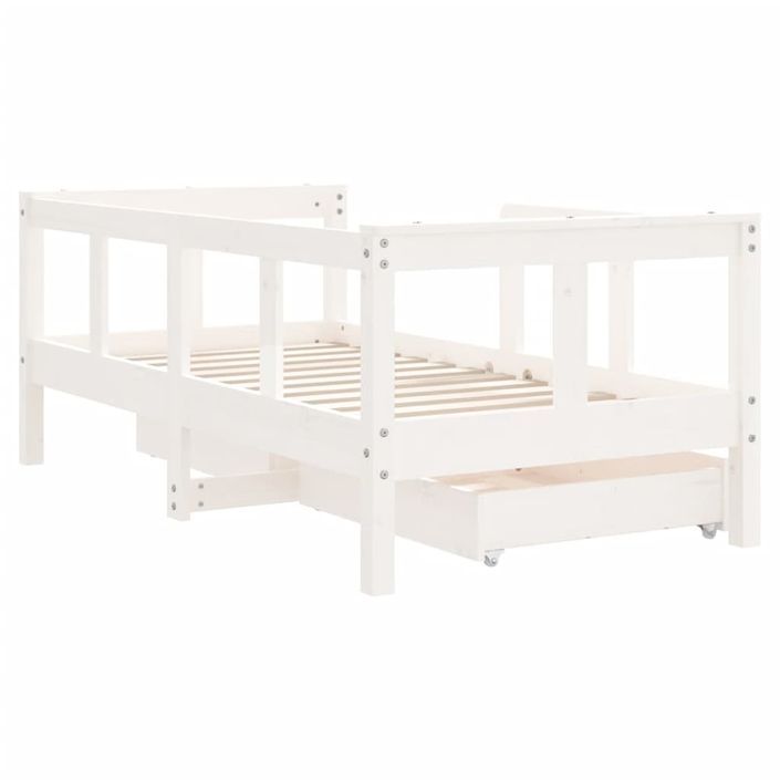Cadre de lit enfant tiroirs blanc 70x140 cm bois de pin massif - Photo n°7
