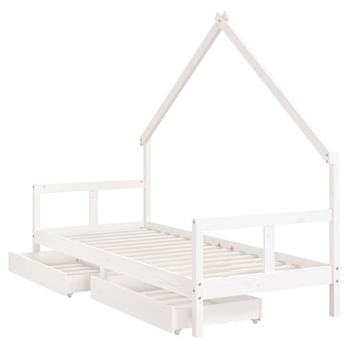 Cadre de lit enfant tiroirs blanc 80x200 cm bois de pin massif - Photo n°4