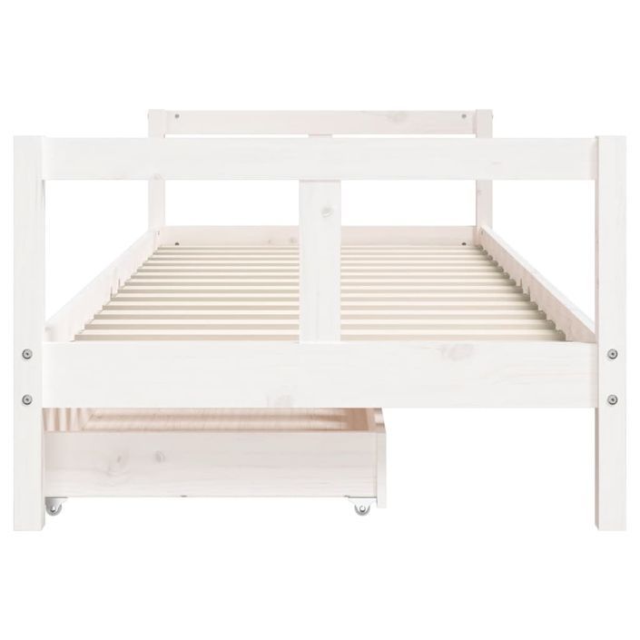 Cadre de lit enfant tiroirs blanc 80x200 cm bois de pin massif - Photo n°5